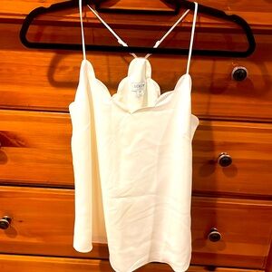 J. Crew cream colored scalloped neckline top. Perfect for under a blazer